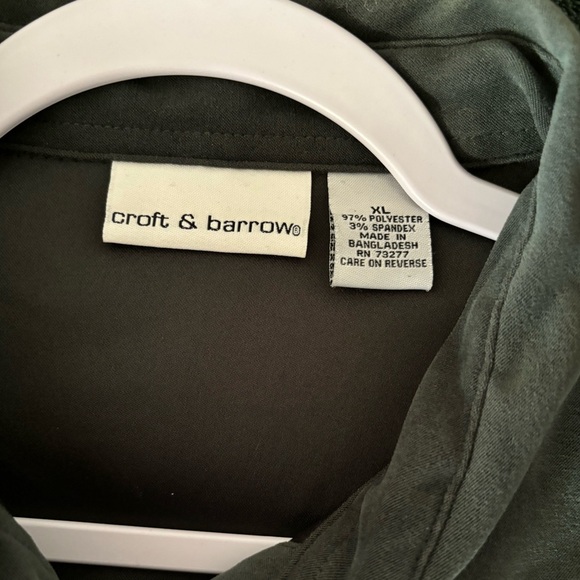 XL Croft & Borrow Green Brushed Polyester Button Down - Picture 3 of 4